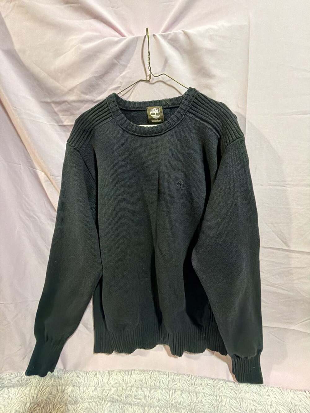 Timberland Crewneck Sweater Black Cotton Knit